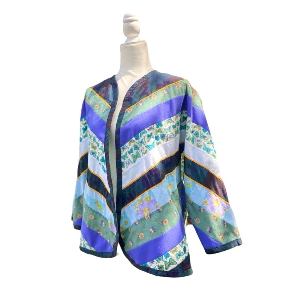 Vintage Purple, Teal & Blue Patchwork Jacket - Picture 2 of 15